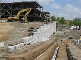 beginning construction retaining wall