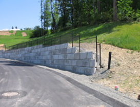during retaining wall construction