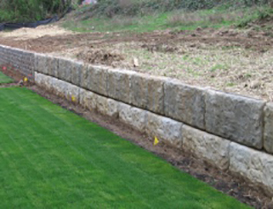 during retaining wall construction